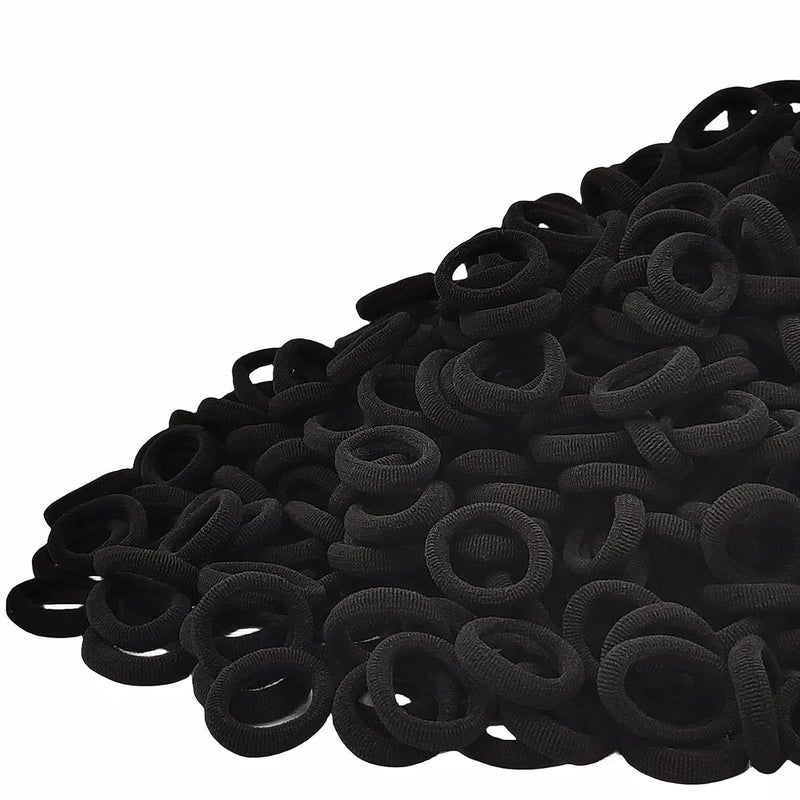 Tesvyns 300Pcs Baby Hair Ties Cotton Toddler Hair Ties for Girls and Kids, Kids Seamless Hair Bands Ponytail Holders(Black) - Image 1